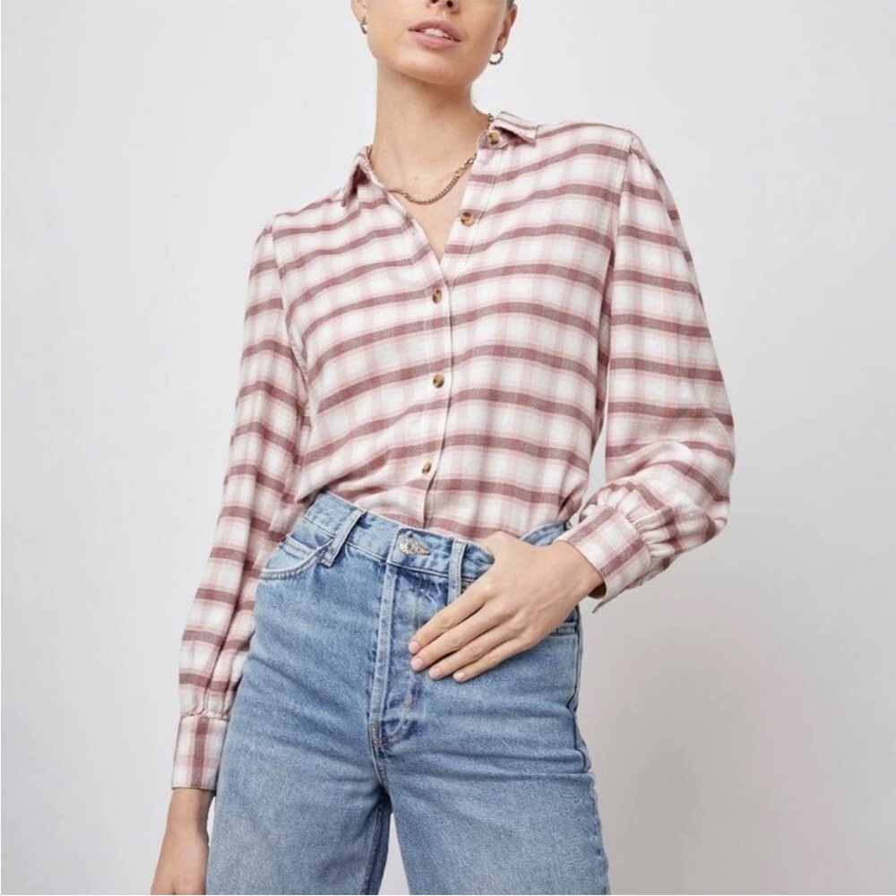 NWT Rails Angelica Long Sleeve Shirt in Maeve Rose Iron Plaid Size XS